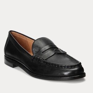 Lauren Ralph Lauren Wynnie Loafers Burnished Calf Black 7.5 B New With Tags